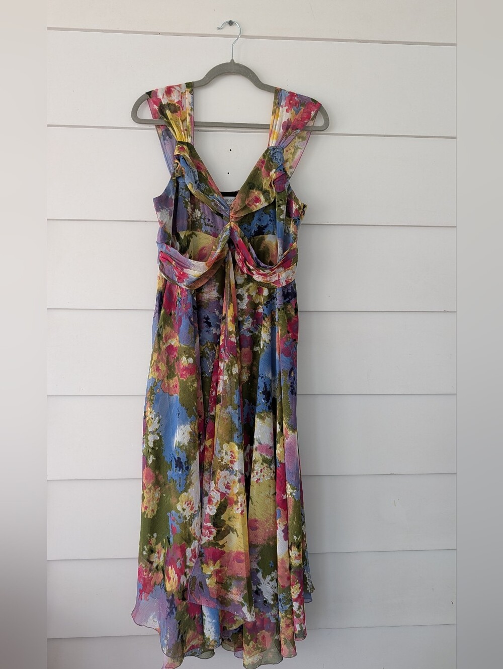Anne Giorgio Gloral Watercolor Dress in Multicolor, M